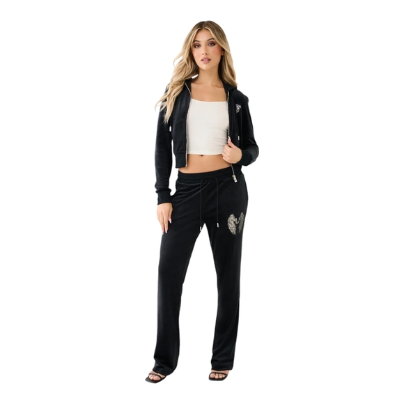 TRUE RELIGION CRYSTAL HS WING VELOUR ZIP HOODIE- BLACK SIZE SMALL - Picture 6 of 11